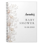 Livre d'hôtes baby shower fleur sauvage crème beig (Devant)