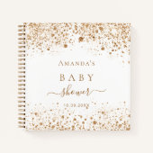 Livre d'hôtes baby shower or blanc parties scintil (Devant)