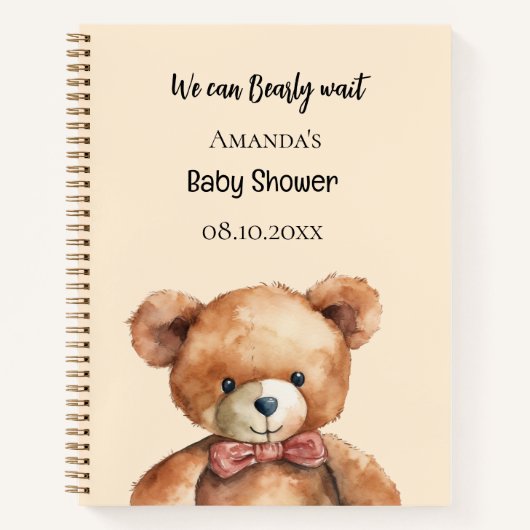 Livre d'hôtes Baby shower ours en peluche (Devant)