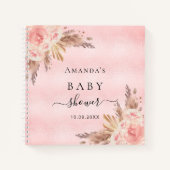 Livre d'hôtes Baby shower pampas herbe rose brouss (Devant)