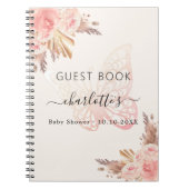 Livre d'hôtes Baby shower rose beige papillon boho (Devant)