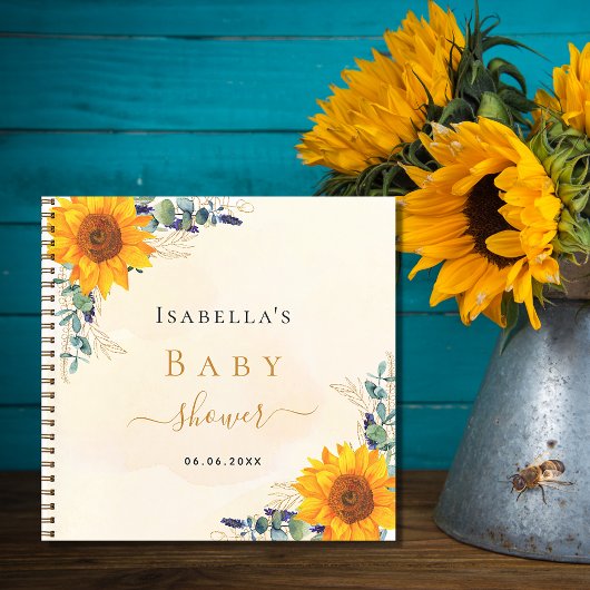Livre d'hôtes baby shower tournesol eucalyptus