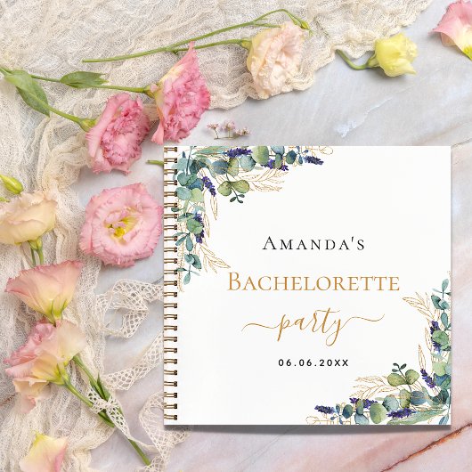 Livre d'hôtes bachelorette fête eucalyptus verdure