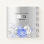 Livre d'hôtes baptême argent bleu garçon floraux (Dos)