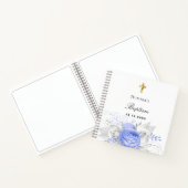 Livre d'hôtes baptême bleu garçon floraux croisent (Intérieur)