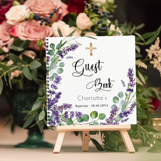 Livre d'hôtes baptême lavande eucalyptus