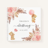 Livre d'hôtes baptême pampas herbe rose en peluche (Devant)