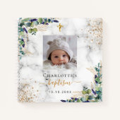 Livre d'hôtes baptême photo marbre eucalyptus (Devant)