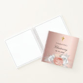 Livre d'hôtes baptême rose or florales argent (Intérieur)