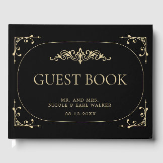Livre d'hôtes Black Elegant Art Déco Gold Mariage