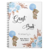 Livre d'hôtes bleu garçon pampas herbe baby shower (Devant)