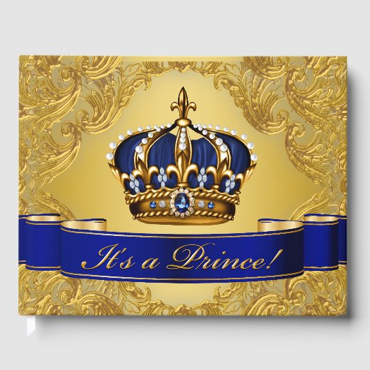 Livre d'hôtes Blue Gold Prince Baby shower (Recto)
