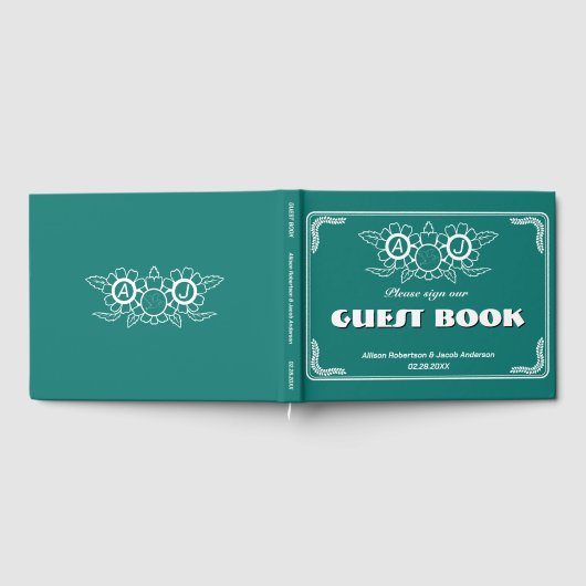 Livre d'hôtes Bluish Green & White Mariage (Complet)