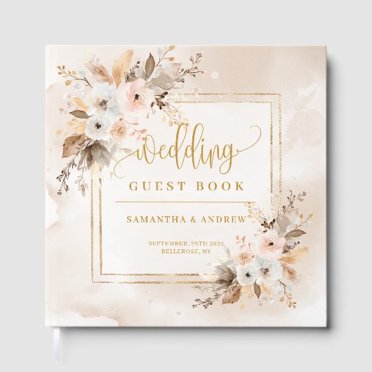 Livre d'hôtes Blush Pink Gold Boho Automne Mariage (Recto)
