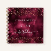 Livre d'hôtes burgundy rose or parties scintillant (Devant)