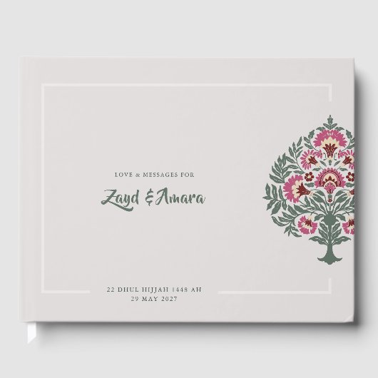 Livre d'hôtes de luxe Mughal Floral Mariage - Élég (Recto)