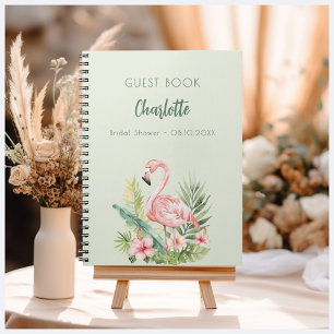 Livre d'hôtes douche de mariée rose flamingo sauge
