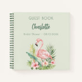 Livre d'hôtes douche de mariée rose flamingo sauge (Devant)