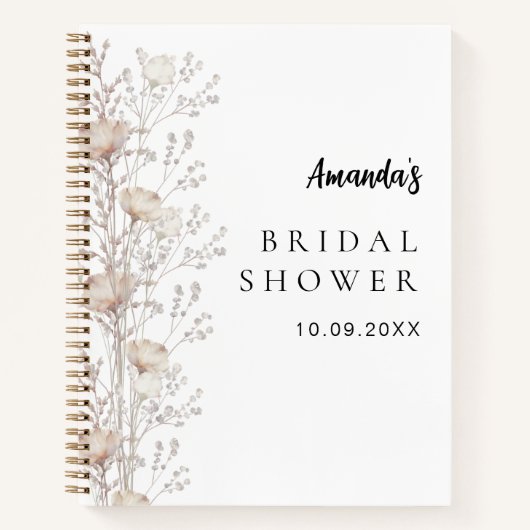 Livre d'hôtes douche nuptiale fleur sauvage crème  (Devant)