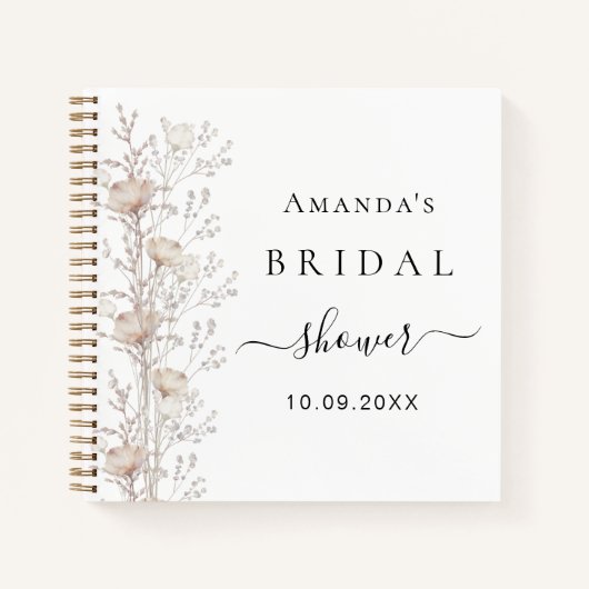 Livre d'hôtes douche nuptiale fleur sauvage crème (Devant)