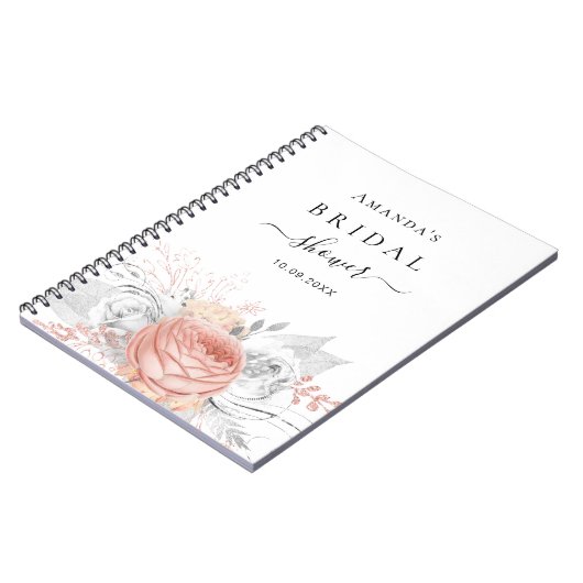 Livre d'hôtes douche nuptiale rose or floral argen (Côté gauche)