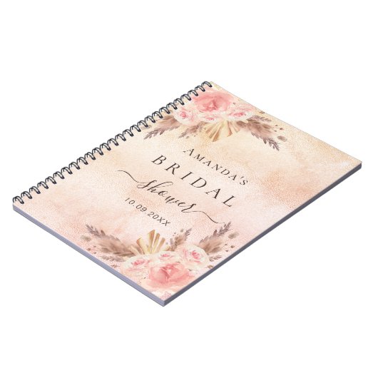 Livre d'hôtes Fête des mariées fleurs roses pampas (Côté gauche)