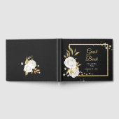 livre d'hôtes feuille noir chic blanc fleuri (Complet)