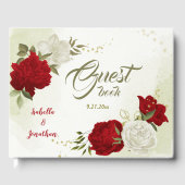 livre d'hôtes feuille vert fleurs rouges (Recto)