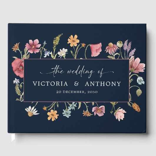 Livre d'hôtes Fleur sauvage de la Marine Blue (Recto)