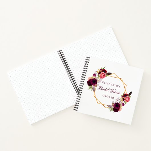 Livre d'hôtes fleurons de douche nuptiale bordeaux (Intérieur)