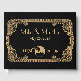 Livre D'Hôtes Gold Et Black Vintage Art Déco