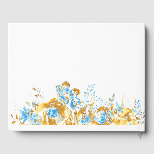 livre d'hôtes luxueux or turquoise fleuri mariage (Verso)