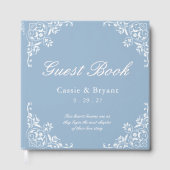 Livre d'hôtes Mariage blanc bleu clair chic (Recto)