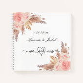 Livre d'hôtes mariage blush floral pampas herbe (Devant)