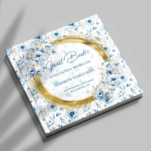 Livre d'hôtes Mariage de Parties scintillant Blue