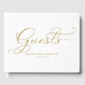 Livre d'hôtes mariage Elegant Gold Foil Script (Recto)