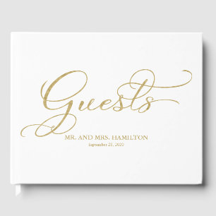 Livre d'hôtes mariage Elegant Gold Foil Script