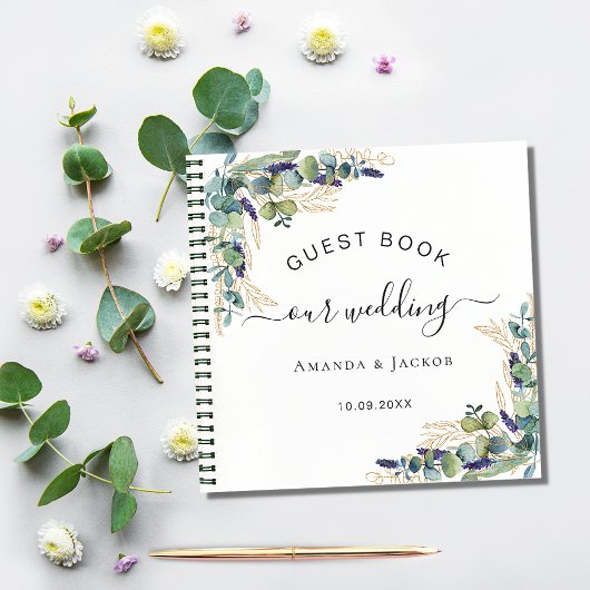 Livre d'hôtes mariage eucalyptus verdure