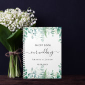 Livre d'hôtes mariage eucalyptus verdure bois
