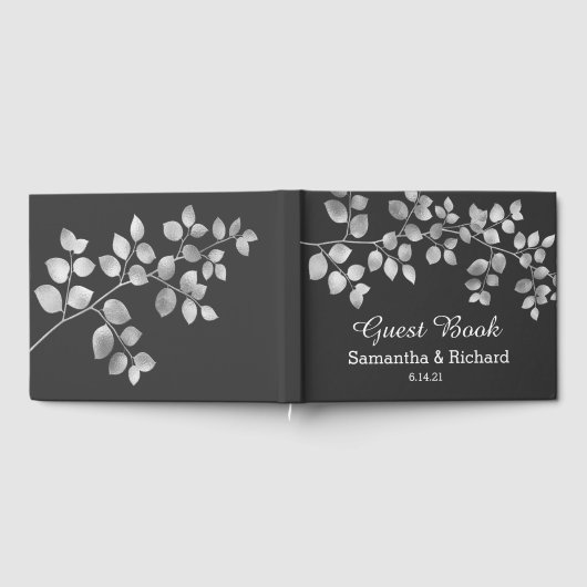Livre d'hôtes Mariage floral argent moderne (Complet)