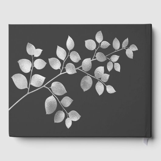 Livre d'hôtes Mariage floral argent moderne (Verso)