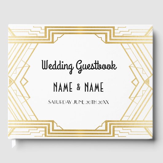 Livre d'hôtes mariage Gatsby Art Déco 1920's Gold (Recto)