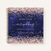 Livre d'hôtes mariage marine bleu rose or (Devant)