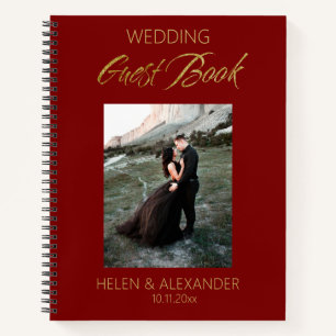 Livre d'hôtes Mariage moderne rouge foncé