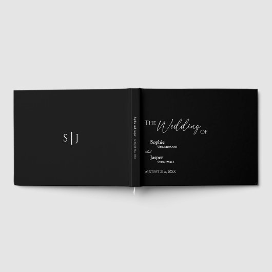 Livre d'hôtes Mariage noir classique moderne (Complet)
