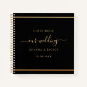 Livre d'hôtes mariage or noir élégant (Devant)