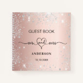 Livre d'hôtes mariage rose or argent parties scint (Devant)