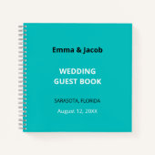 Livre d'hôtes Mariage Turquoise moderne (Devant)