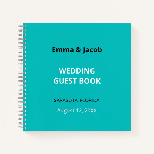 Livre d'hôtes Mariage Turquoise moderne (Devant)