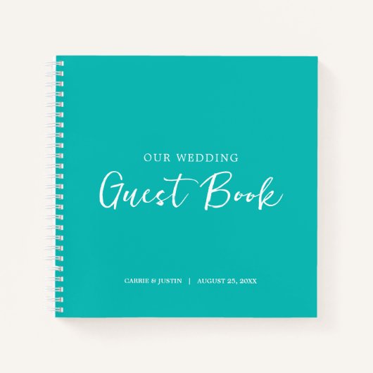 Livre d'hôtes Mariage Turquoise moderne (Devant)